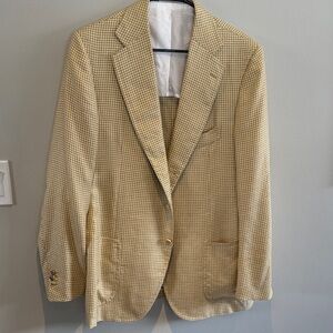 Cesare Attolini Classic Beige Checkered Men's Blazer size L